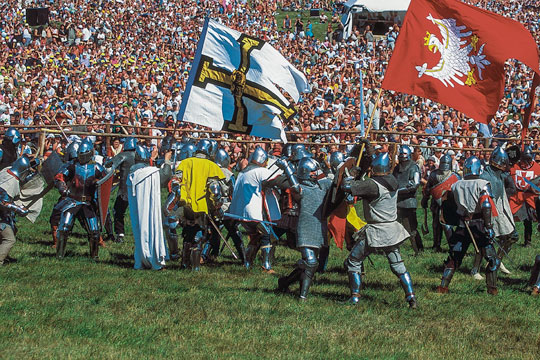 Knights fighting with swords